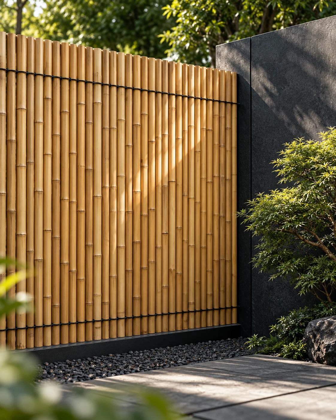 Natural bamboo fencing application concept